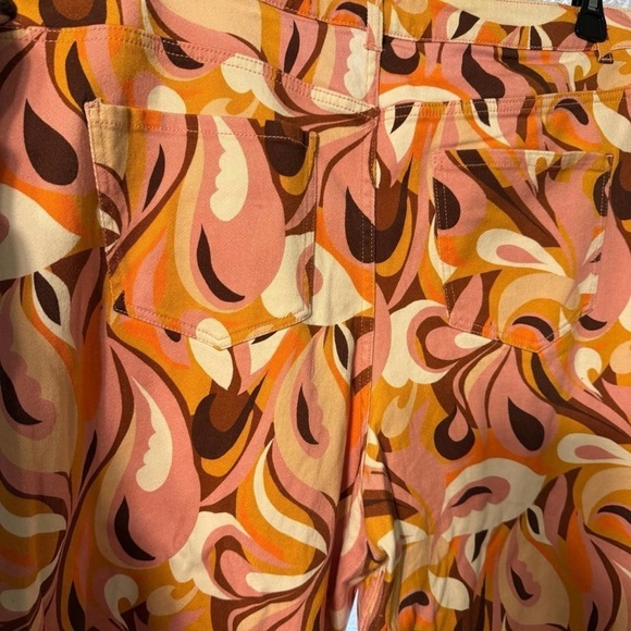 ELOQUII Size 18 Orange and Brown Wide Leg Cropped and Flare Pants - Picture 6 of 6